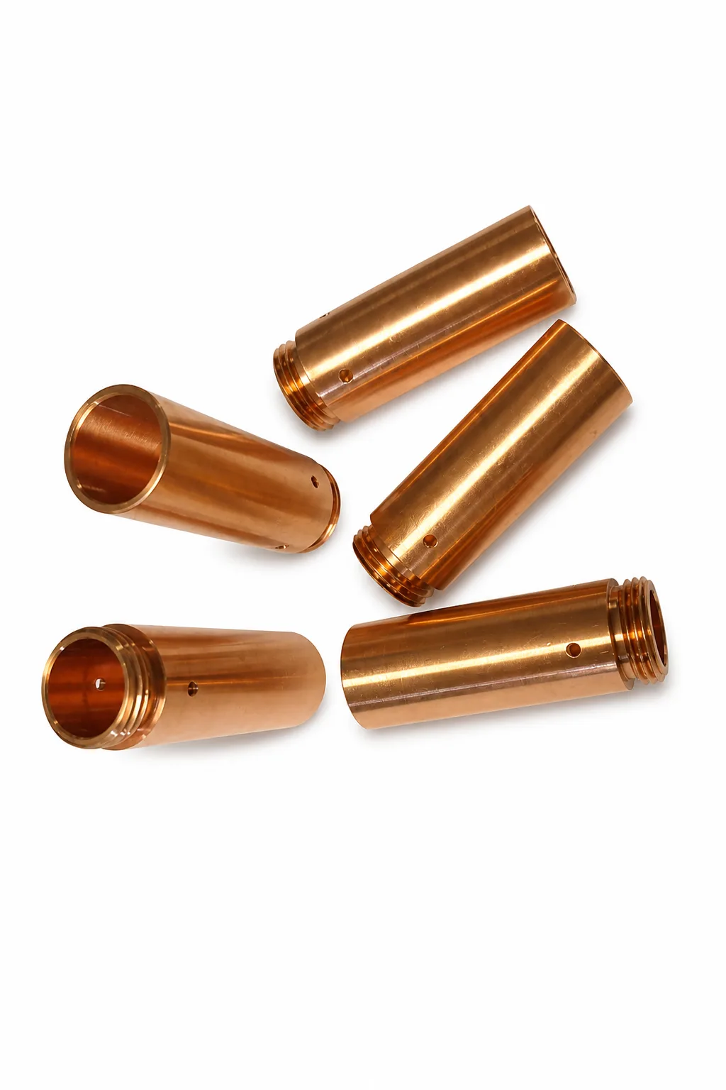 Copper tubular components with external threads