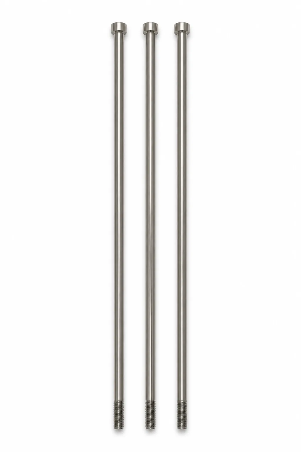 Long precision-machined rods with threaded ends